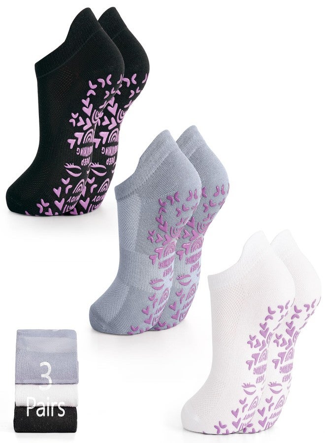 Tphon Pilates Socks for Women, Non Slip Yoga Socks with Grip for Barre Ballet Hospital Workout Slipper Sock 3 Pairs - Image 1